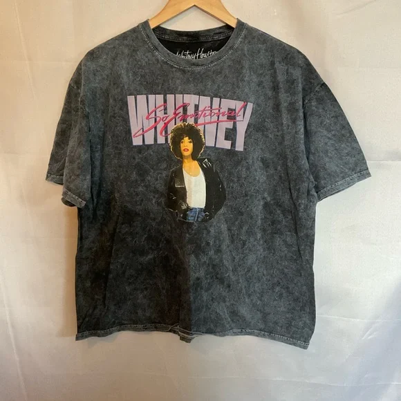 Whitney Houston So Emotional Acid Wash Boxy Fit Oversized Graphic Tee - Picture 1 of 4